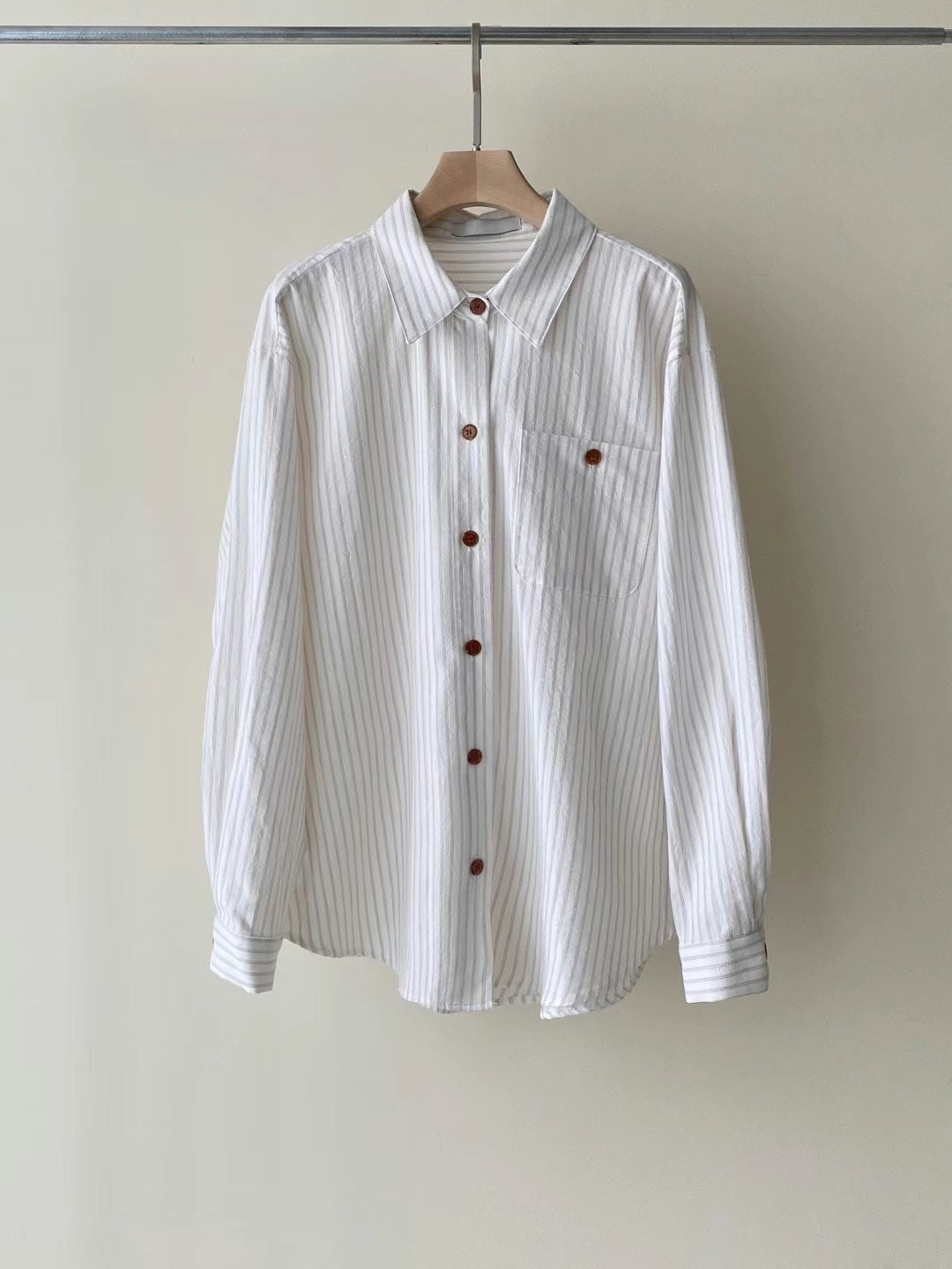 |現貨| T10 琥珀的法式條紋襯衫-杏色